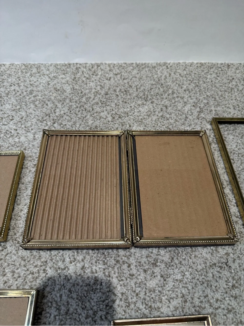 Lot of 6 Vintage Gold Tone Metal Photo Frames Brass Gallery Set